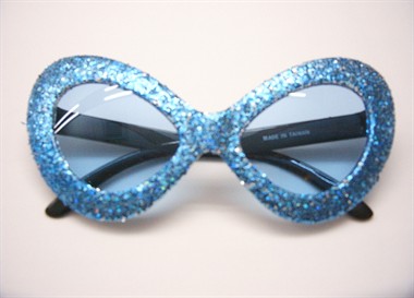 Glitter-brille alien Blau