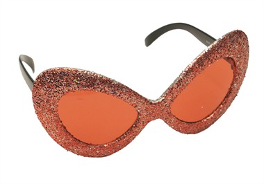 Glitter-brille alien Rot