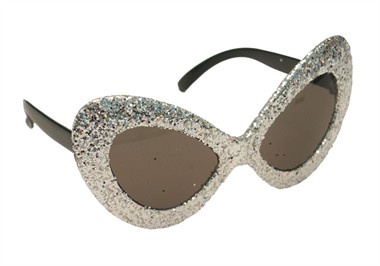Glitter-bril alien zilver