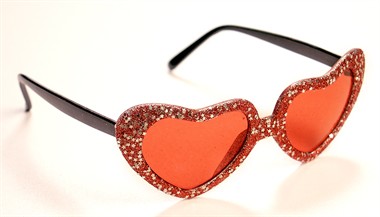 Glitter-brille herz Rot