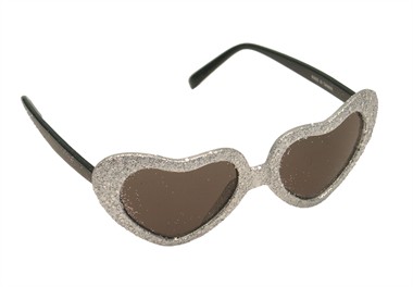 Glitter-bril hart zilver