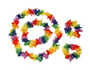 Hawai ketting met hoofdband en 2 armbanden eco