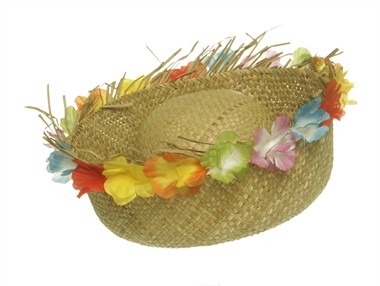 Franjehoed HawaIi bloemen, one size (H=13 cm)