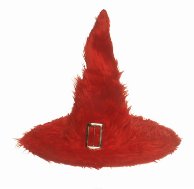 Heksenhoed  rood halloween one size (H=35 cm)