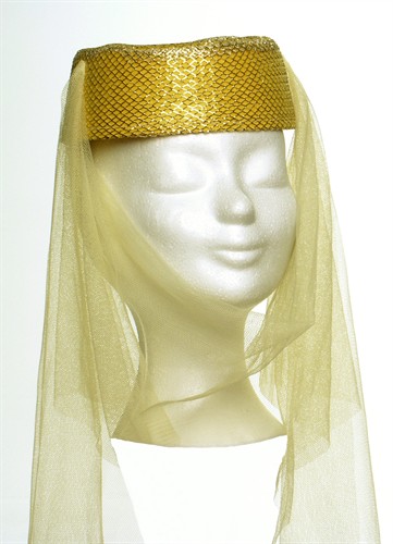 Hoed Jeannie lurex geel/goud, one size (H=8 cm)