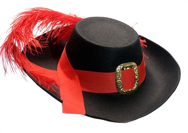 Kinder Hut Musketier schwarz/rot