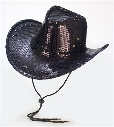 Cowboy Hut Pailletten Schwarz