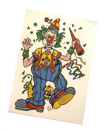 Raamsticker clown hond (23X16 cm)