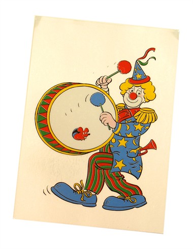 Raamsticker clown tamboer (20x14 cm)