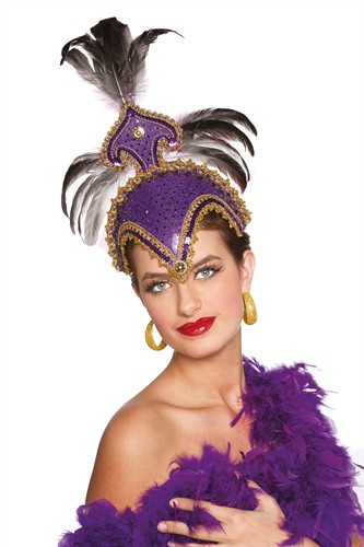 samba hoed met veren paars