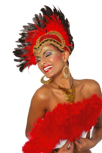 Samba Hut mit Federn Rot Luxus 