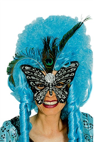 Masker zwart/zilver pauwenoog