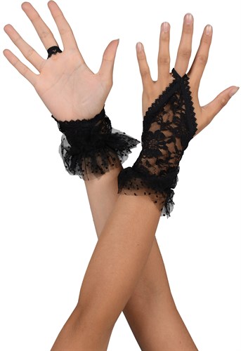 Fingerhandschuhe schwarz mit Spitze