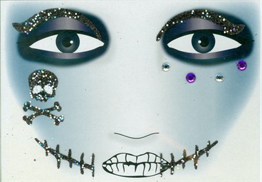 Sticker gezicht Halloween per kaart