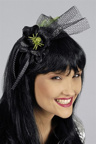 Diadeem zwart rozen & spinnen halloween