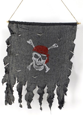 Lumpenfahne Pirat mit Stab 50x40cm