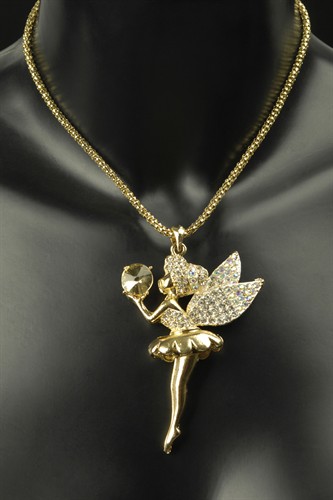 Ketting balletdanseres goud & steentjes