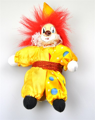 Clowns aan koord geel 12cm