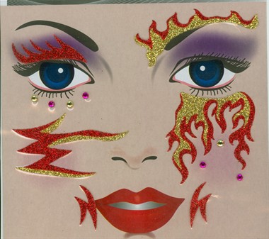Sticker Gesicht Feuer rot/gold