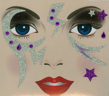 Sticker Gesicht silber Blitz