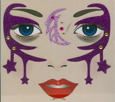 Sticker Gesicht lila Sterne 
