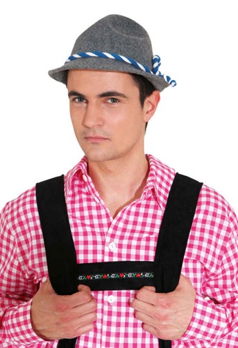 Bayern Hut Oktoberfest grau kordel blau/weiß