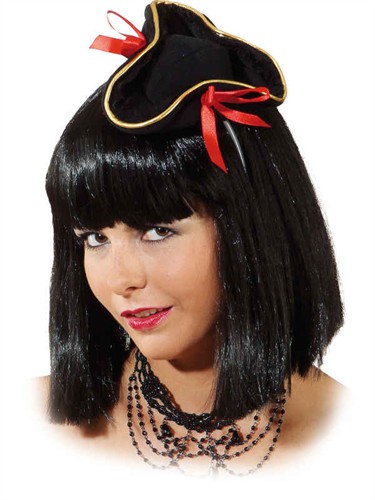 Hoed piraat mini met rood lint