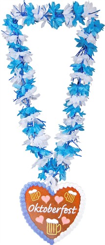 Hawaii ketting oktoberfeest blauw/wit peperkoek