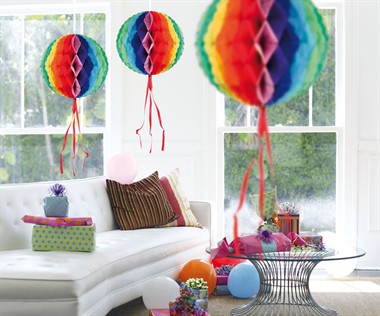 Honingraat bal multi color 30cm