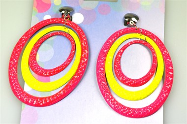 Oorbellen roze/geel