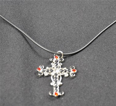 Kette Kreuz schwarz/platin Halloween