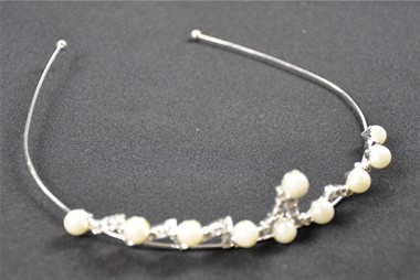 Diadem Strass silber & Perlen