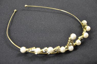 Diadem Strass gold & Perlen
