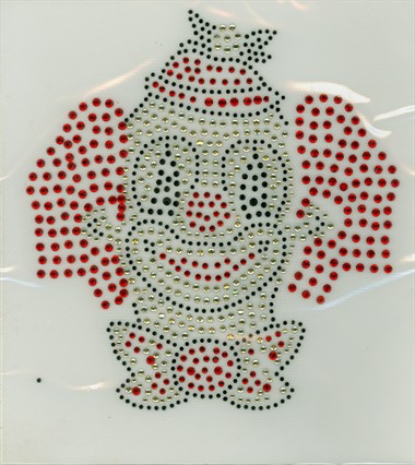 Strijkapplicatie clown hoofd steentjes