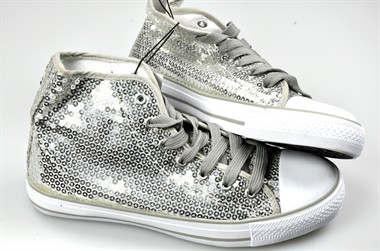 Schoenen glitter canvas zilver