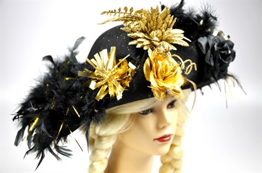 Hut Phantasie schwarz/gold 