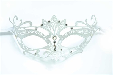 Halbmaske weiß mit Strasssteinen 