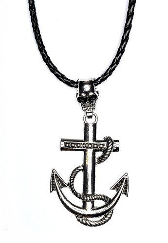 Ketting anker  zilver met schedel