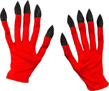 Handschoenen duivel rode lange vingers