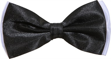 Bow tie black/white satin