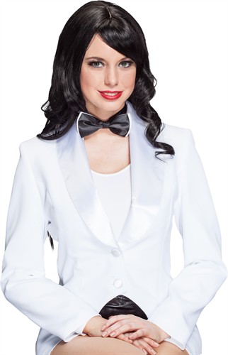 Bow tie red/white satin