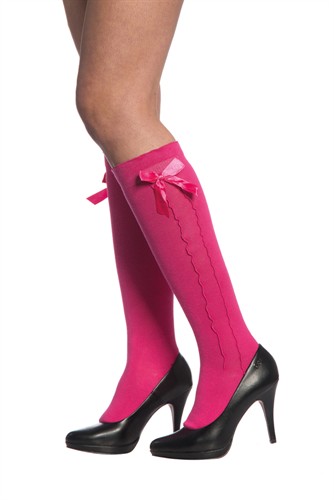 Kniestrümpfe pink Schleife 
