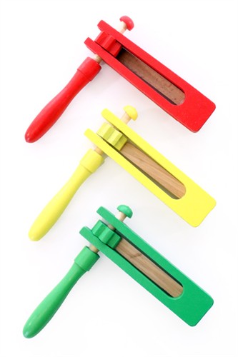Houten ratel 3 stuks rood/geel/groen