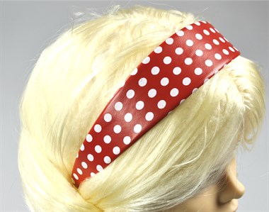 Diadeem  rood met witte stippen