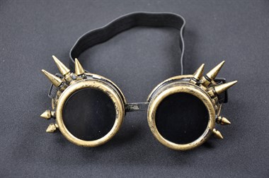Brille Steampunk gold mit Stacheln