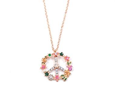 Kette Peace bunt/gold 