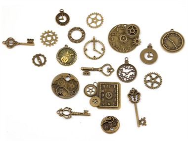 Accessoires steampunk bronze 19 stuks
