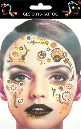 Sticker gezicht goud Steampunk