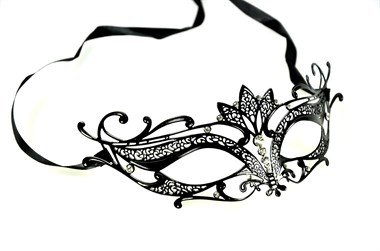 Halbmaske schwarz mit Strasssteinen