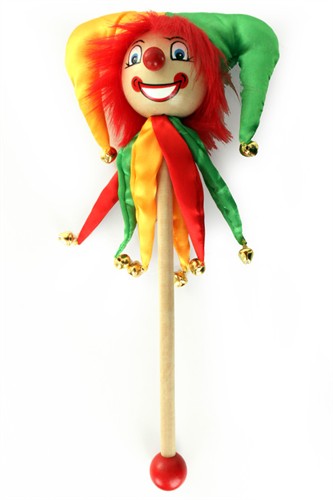 Narrenstok rood/ geel/ groen met belletjes 36cm